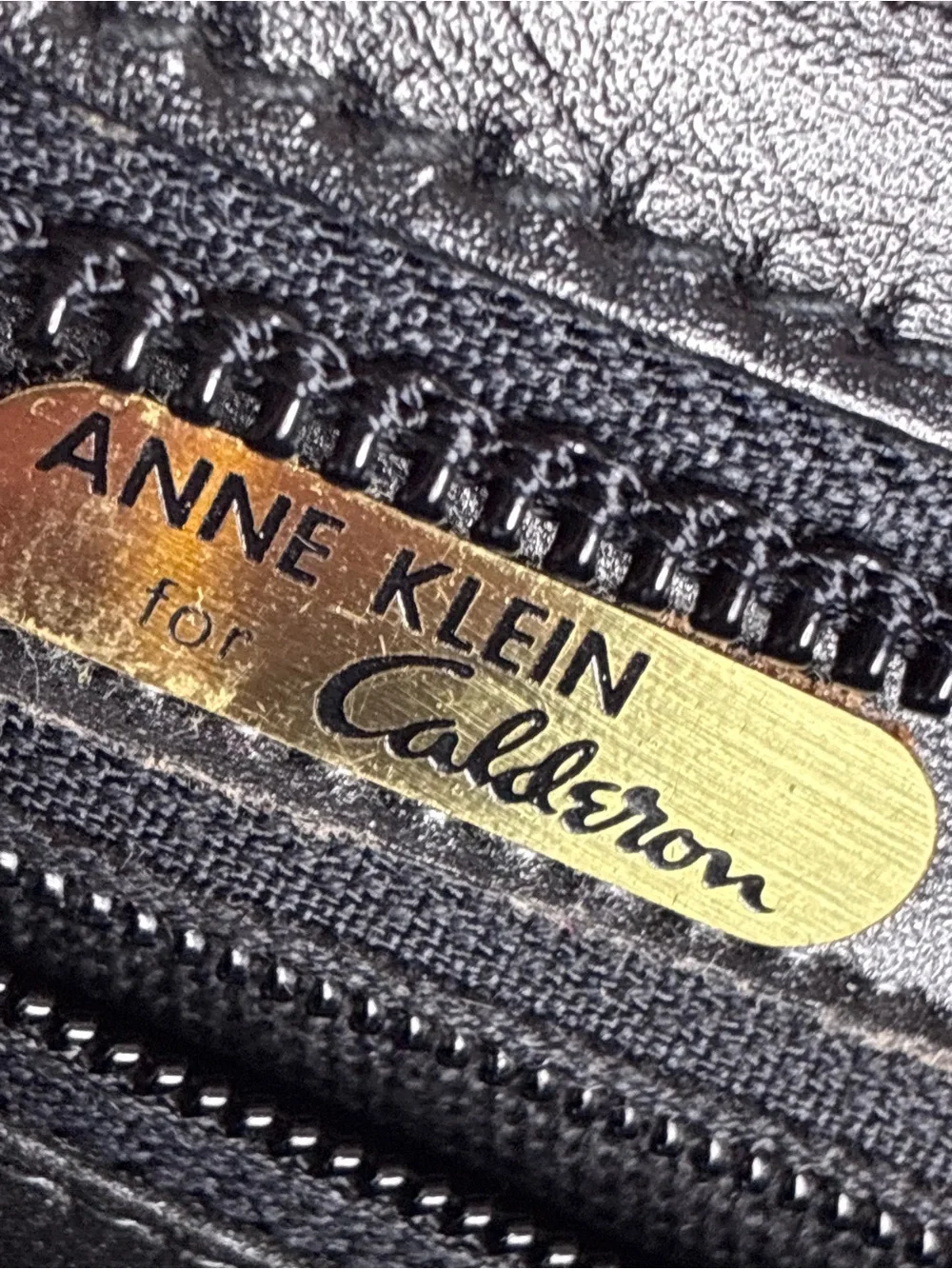 Vintage Anne Klein for Calderon Zebra-Print Leather Wristlet Clutch Bag